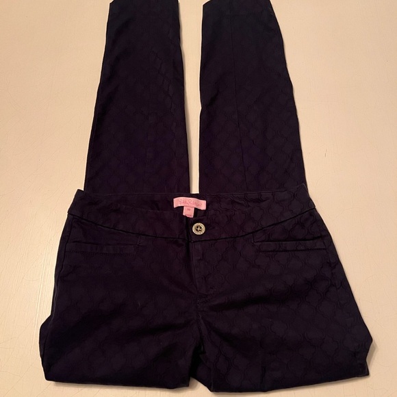 Lilly Pulitzer Women's Kelly Textured Ankle Length Skinny Pant 00 Blue Stretchy - Picture 3 of 7